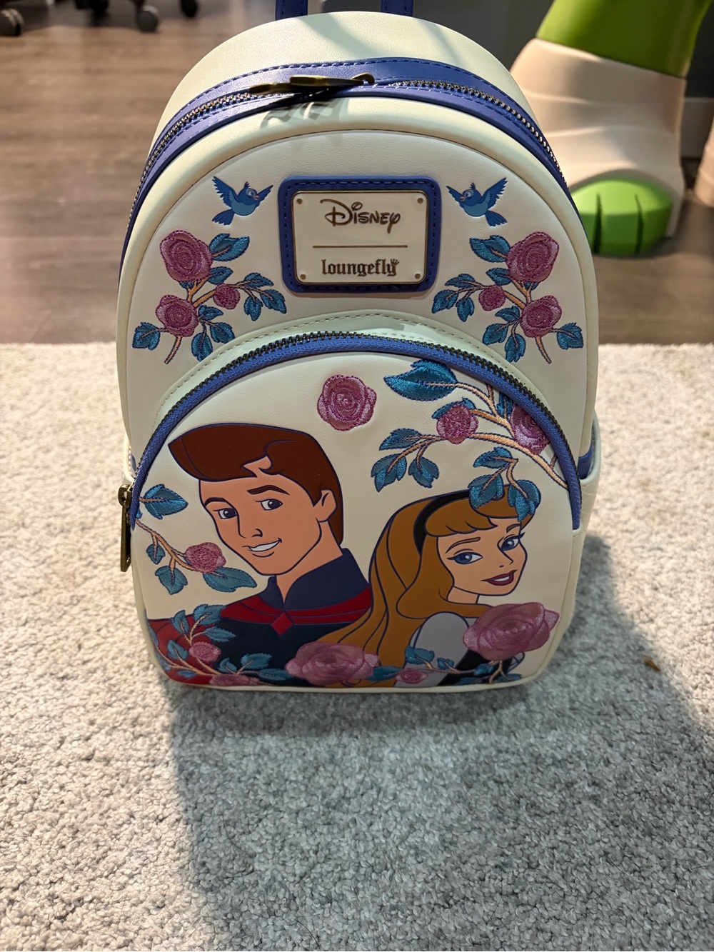 Loungefly Cream Mini Backpack with Pink & Blue Floral Accents